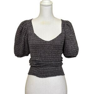 Nation LTD black/white puff sleeves sweater, XS, minimalist, basic, layering